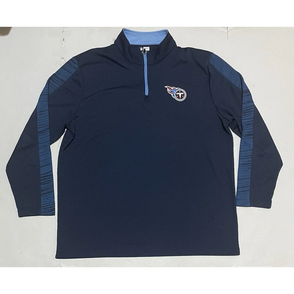 NFL TEAM TX3 Cool Tennessee Titans 1/4 Zip Sweatshirt Size 2XL Fleece Navy